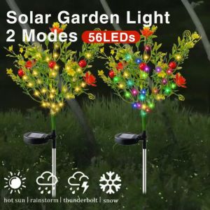 With 7-head Solar Powered String lights Plant Lifelike Artificial Plastic Simulation Flowers for Home