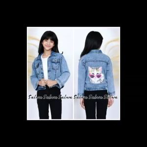 JAKET JEANS ANAK PEREMPUAN MOTIF KUCING