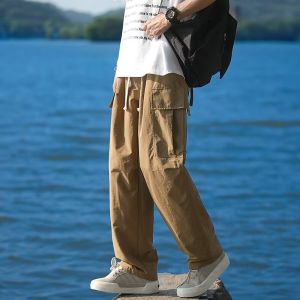 American Retro Loose Fit Thin Mens Work Pants Summer Casual Straight Leg Trousers Versatile Comfortable Long Pants