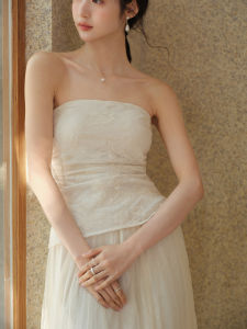 Lace Splicing Pleated Mesh Long Skirt