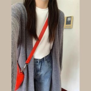 HUOLISI | Lazing Style Milk Tea Color Knitwear Womens Outerwear Medium-Long