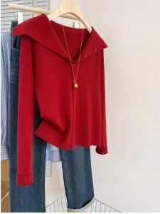 เสื้อชั้นในสตรีคอวีสีแดง ทรงเข้ารูป ทรงสลิมฟิต สำหรับใส่ในช่วงต้นปีใหม่ เสื้อชั้นในถักแบบสวมหัว ผ้าขนแกะ