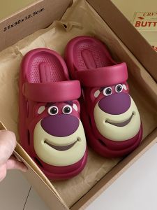 Cute Strawberry Bear Toy Story Hole Shoe Womens Summer Fashion Outdoor Beach Anti-slip Versatile Sandals Korean Style Flat Heel