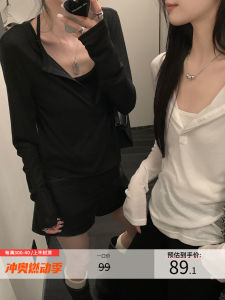 Slim Fit Knitted Long Sleeve U-Neck T-Shirt Womens Inner Wear Vest Summer New Style Base Shirt Top Polyester Regenerated Cellulose Fiber
