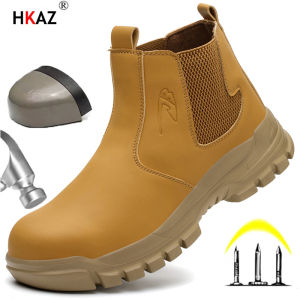 Waterproof Mens Safety Work Boots Steel Toe Shoes Anti Impact And Anti-Puncture Outdoor Adventure Hiking Tactical Boots