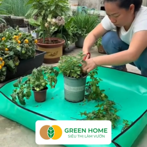 Thảm Lót Làm Vườn Greenhome D100xR100cm Trộn Đất Thay Chậu Trồng Cây Sạch Sẽ Chống Thấm Nước Dễ Vệ Sinh Gấp Gọn