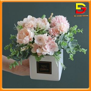 Hoa Giả Chậu Hoa Tú Cầu Mix Để Bàn Trang Trí Nhà Cửa Phong Cách Bắc Âu Sang Trọng DG-119