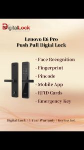 LENOVO E6 Pro Smart Door Look for Wooden Door with Camera | Face Recognition | Fingerprint Scan | Password