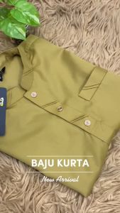 ◆ WARNA OLYMPIC OLIVE GOLD ◆ KURTA SLIM FIT KAIN COTTON / BAJU KURTA RAYA SEPASANG DEWASA & BUDAK BAJU SAHAJA ( D020K ) KD