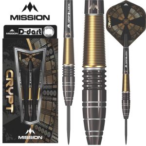MISSION STEEL TIP DART - 22G/24G Crypt M1 Black Gold PVD 90% Tungsten Steel Darts (ARROW DART KELULI)