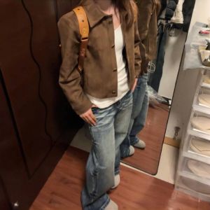 กางเกงยีนส์ทรงหลวมเอวต่ำทรงขากระบอกยาวสำหรับผู้หญิง สไตล์ย้อนยุค กางเกงขายาวทรงหลวม ทรงขากระบอกเล็ก กางเกงขายาวทรงหลวม