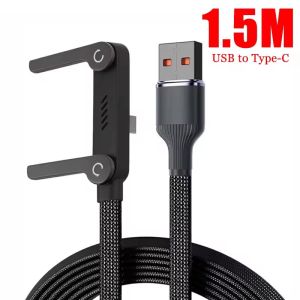 240W 2 in 1 USB To Type-C Cable Foldable Bracket Data Cable Type C Fast Charging Desk Holder Cord For Huawei Xiaomi17 16 Samsung
