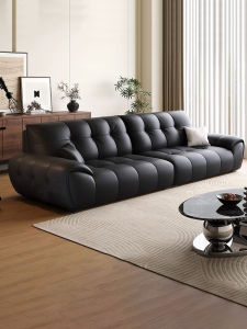 Luxurious Straight Row Genuine Leather Sofa Modern Simple Living Room Small Apartment Household 2025 New Toast Sofa