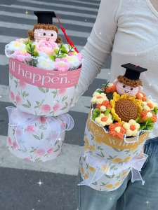Mini Party House Creative Knitted Sunflower Bouquet|Handmade Graduation Gift