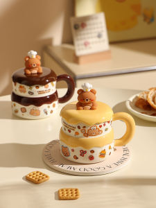 Cute Cartoon Ceramic Mug With Lid