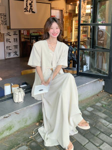 Elegant Ladylike Summer New Slimming Celebrity Two-Piece Set High Waist A-Line Dress with Belt Korean Style without Sleeve