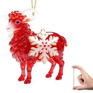 8cm Hanging Pendant with Gold Wire Sheep Wool Acrylic Goat Car Design Artwork for Home Decor