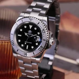 ADDIESIDVE Mens Stainless Steel Watch 200m Diver BGW9 Super Luminous Reloj Hombre European and American Business Quartz Watch