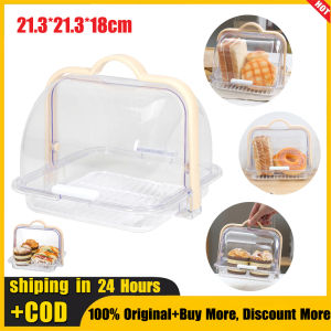 Plastic Bread Box With Roll Top Lid Clear Bread Keeper With Handle & Drain Tray High Quality In Stock