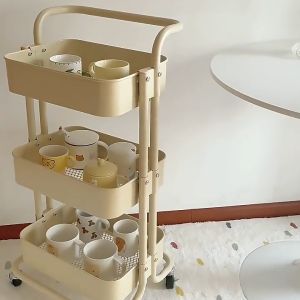 3-Layer Storage Trolley & Metal Rolling Utility Cart: Kitchen Essentials for Organized Living