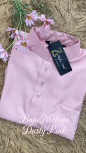 Brand Sempurna Baju Melayu Warna Dusty Pink Slim Fit Cotton Sedondon Baju Raya ( C016BM ) BMC