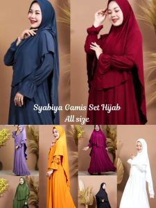 Gamis set syari plus hijab bahan jersey zoya