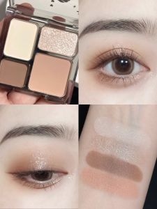 Commuter-Friendly Four-Color Eyeshadow Palette Earthy Shades Matte and Shimmer