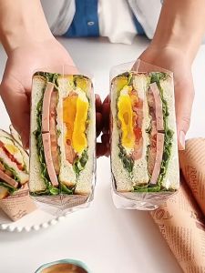 Set 100 cái túi gói bánh sandwich trong suốt tự dính