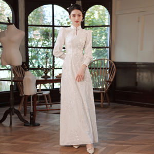 Retro Wind Qipao Wedding Dress for Women High-End Chinese Style Altered Collar Registered White Marriage Gown Skirt