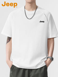 Jeep | White Round Neck Short Sleeve Breathable Cool Sensation Casual Mens T-shirt
