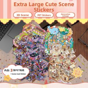 3D Landscape Stickers Large Size Stress Relief Toy for Girls Miniature Scene Stickers Stereoscopic House DIY Stickers