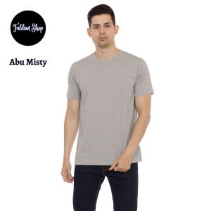 Kaos Polos Pria Oneck Lengan Pendek Bahan Katun Combed 30s Warna Abu Misty