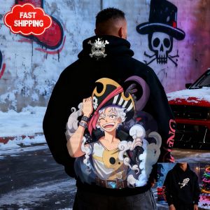 Bandai | New Luffy One Piece Hoodie Anime Sun God Nika Graphic Print Men Women Cotton Oversized Loose Fit Comfort Sweatshirt Winter New