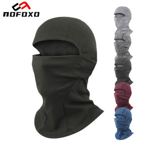NOFOXO Winter Motorcycle Mask Helmet Outdoor Cold Head Cover Cycling Fleece Elastic Full Face Mask Windproof Skiing Neck Cover