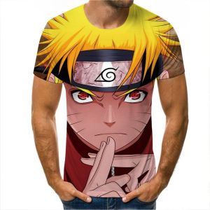 Bandai | 2026 Summer New Anime Naruto Pattern T-shirt 3D Digital Printed Short-sleeved Boys Casual Top for Teenagers