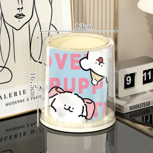 Cute Mini Desktop Trash Can Dog Hat Design Uncovered Bedroom Storage Bucket Paper Compact Size Leather Shell Family Cleaning Tool