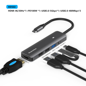 Cổng Kết Nối Đa Năng Blueendless Type C Hub 4K 30Hz HDMI Tương Thích PD 100W USB3.0 Với Đầu Đọc Thẻ TF SD Bộ Chia USB Dành Cho Macbook Air Pro