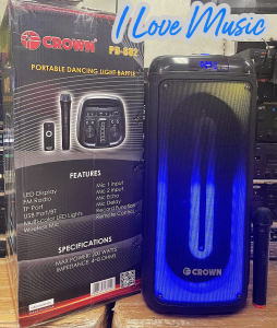 VIDEOKE SET Platinum KS-5 21k songs karaoke player with ORIGINAL Crown PD-882 portable speaker LED light with USB port/FM/BT with wireless mic