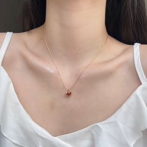 Ladamas Kalung Titanium Liontin Hati Love Merah Elegan Fashion Harian KT161