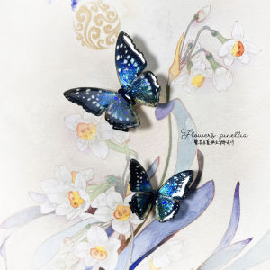 Original Deep Blue Starry Sky Three-Dimensional Butterfly Side Clip Duckbill Clip Barrettes Young Adult Shining Headdress Fantasy Female Side