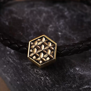 Chow Sang Sang  周生生 999 Gold Chainmail Pattern Charm for Women & Men 96436C  [Bracelet not included]