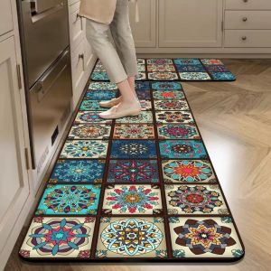 VIKAMA Bohemian Thảm Nhà Bếp Thấm Hút Chống Trơn Trượt Thảm Nhà Tắm PVC Bệ Ngồi Vệ Sinh Trang Trí Nhà Bồn Tắm Thảm Có Thể Giặt Bằng Máy