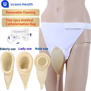 Silicon Urine Collector Connector Set Re-useable Adult Urinal Bag Piss Collect Bag with Urine Catheter Bags / Drainage Bag for  Male / Elder & Women