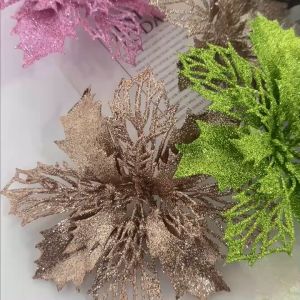 4PCS Sparkling red flower garland Wedding Birthday Party Christmas flower decor for home 2026 2027 Xmas gift for kids