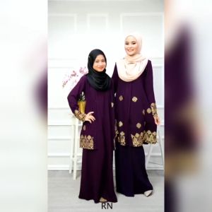 Baju Jubah Dress Cardigan Budak Kid Perempuan Songket Sulam Kenduri Raya Plain Labuh Kembang Rafanda