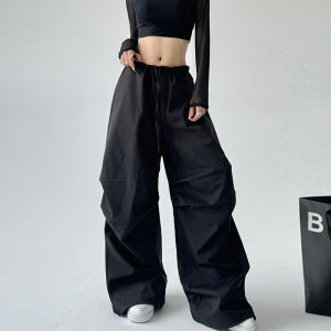 MUYUZI | White Relaxed Straight Leg Trousers Loose Slim Fit American Vintage Sport Drag Bottoms