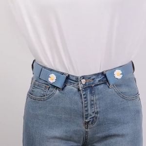 Buckle Elastic Belt for Women Men Comfortable Adjustable Invisible Stretch Waist Belt for Jeans Shorts Pants