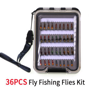 36PCS Handmade Fly Fishing Flies Set Epoxy Buzzer Perdigone Nymphs with Tungsten/Brass Bead Head for Trout Bass Panfish Fishing