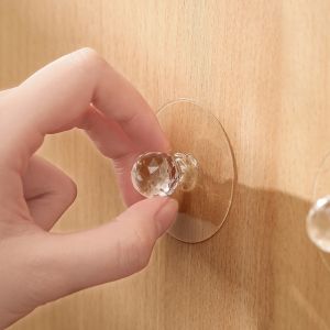 2/4Pcs Punch-free Crystal Drawer Handle Self-Adhesive Acrylic Knobs Cabinet Wardrobe Furniture Pulls Handle Hanger Hooks