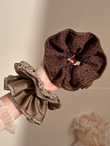 Retro Leopard Print Four-Layer Elastic Hair Ties Womens High Elasticity Hair Bands Ball Head Rope Hair Accessories Pink Empress